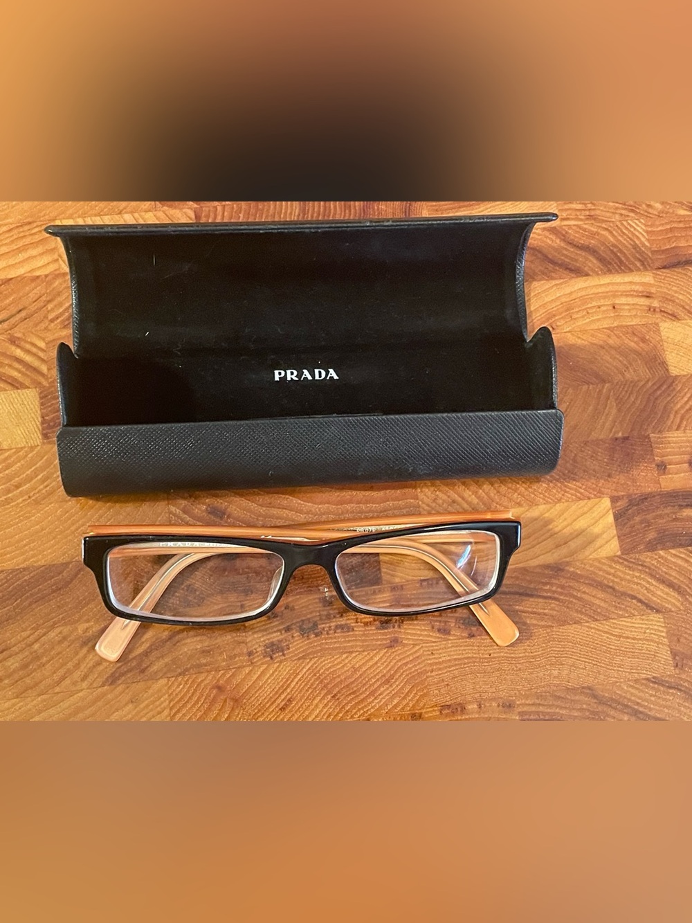 PRADA Men's Eyeglasses Frames PR07E Plastic Full Rim Rectangular Black Orange